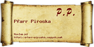 Pfarr Piroska névjegykártya